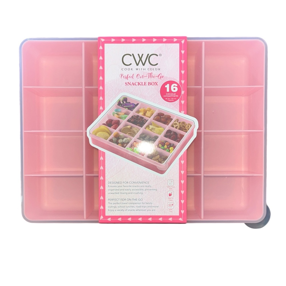 CWC Pink 16-Compartment Snackle Box - Food Storage Organizer